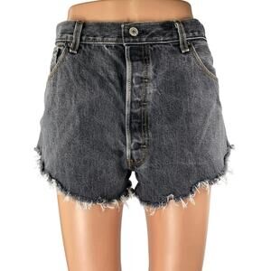 Levi's 501 Women's Black Button Fly High Waisted Cut Off Denim Jean Shorts Sz 38